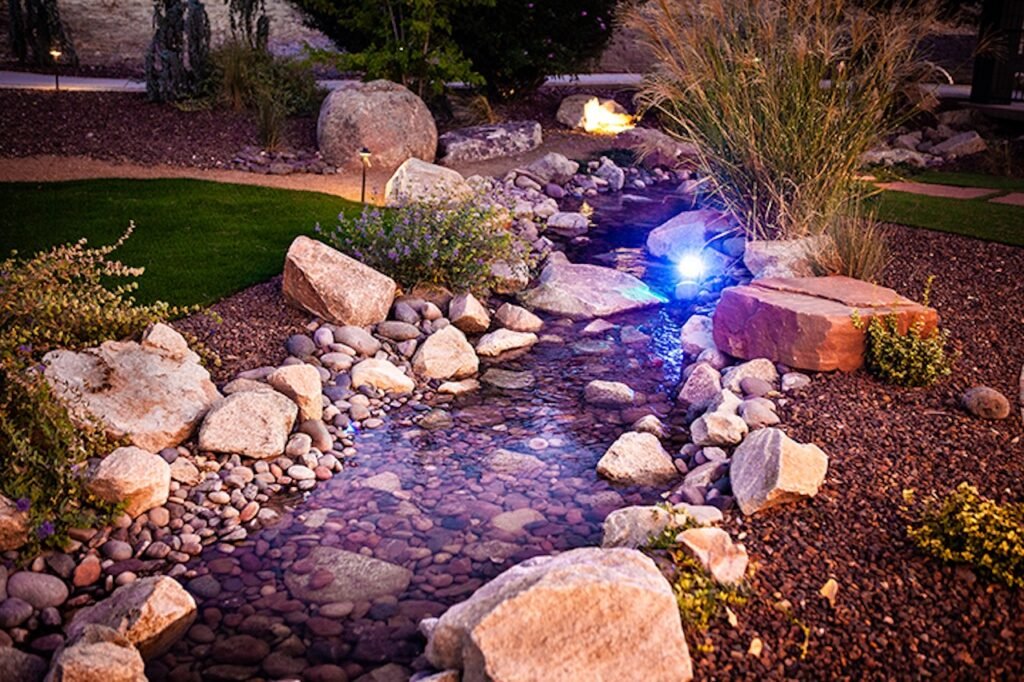 Zebrascapes water feature with lights installation now available in Prescott Valley