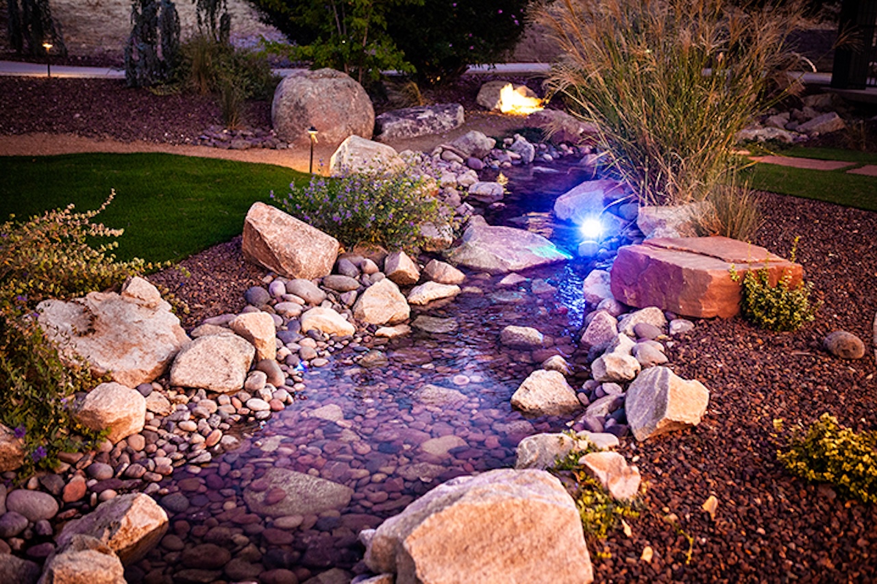Zebrascapes water feature with lights installation now available in Prescott Valley