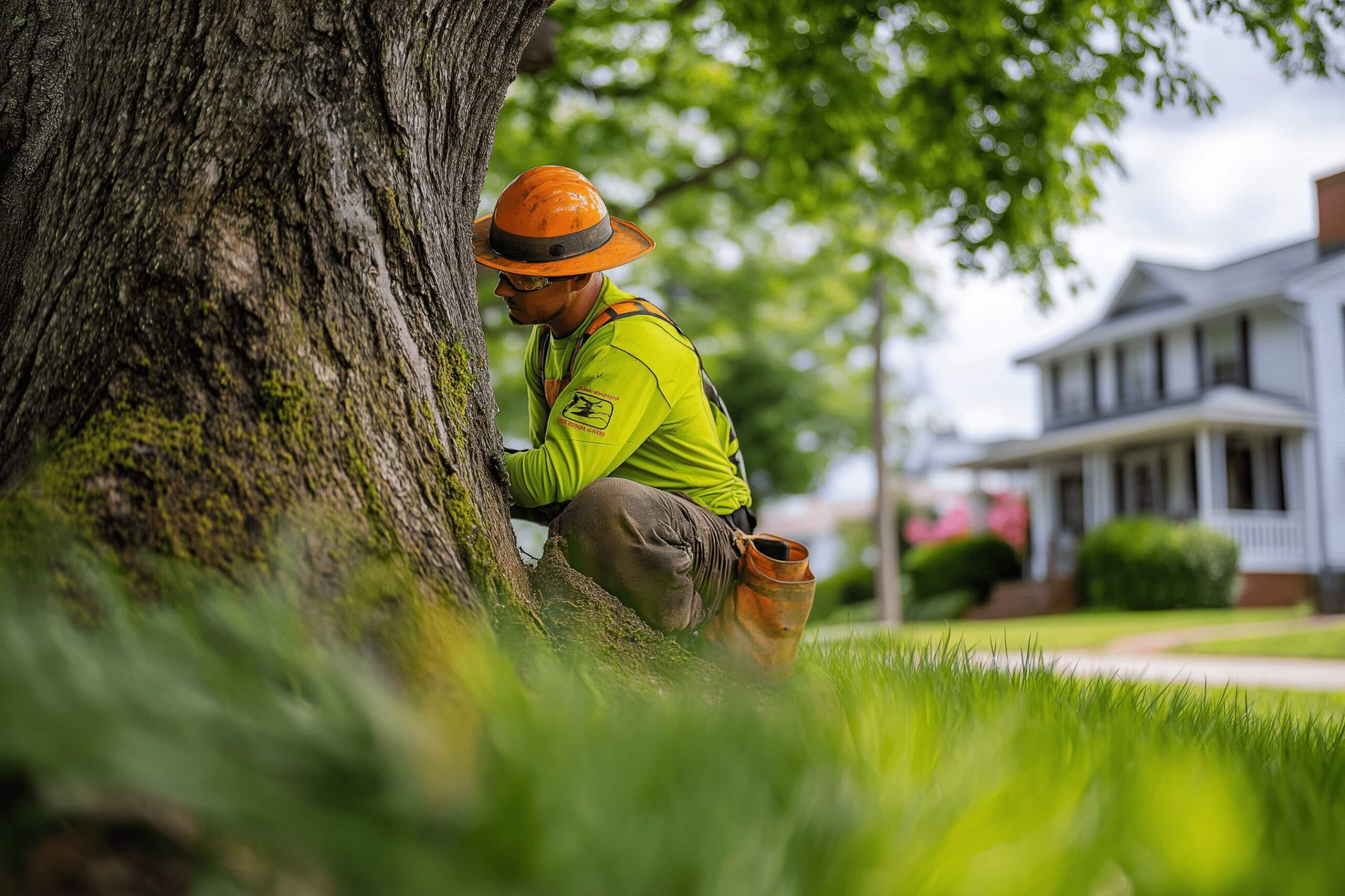 a high-visibility photograph by Zebrascapes of a professional arborist at work