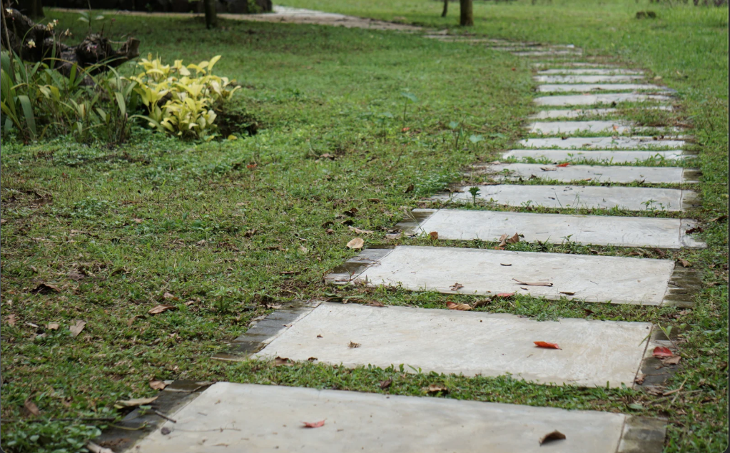 hardscape path across a lawn