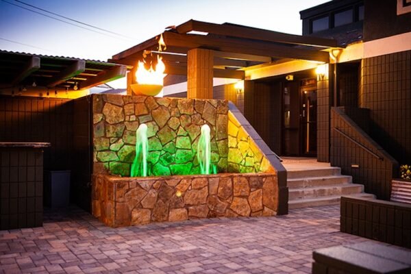 Water-feature-with-lightinglawn care zebrascapes prescott