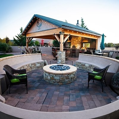 Fire pit seating wall landscaping services